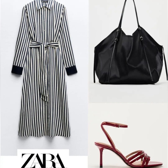 ZARA RED FAUX LEATHER HIGH HEELED STRAP SANDALS - Picture 10 of 15